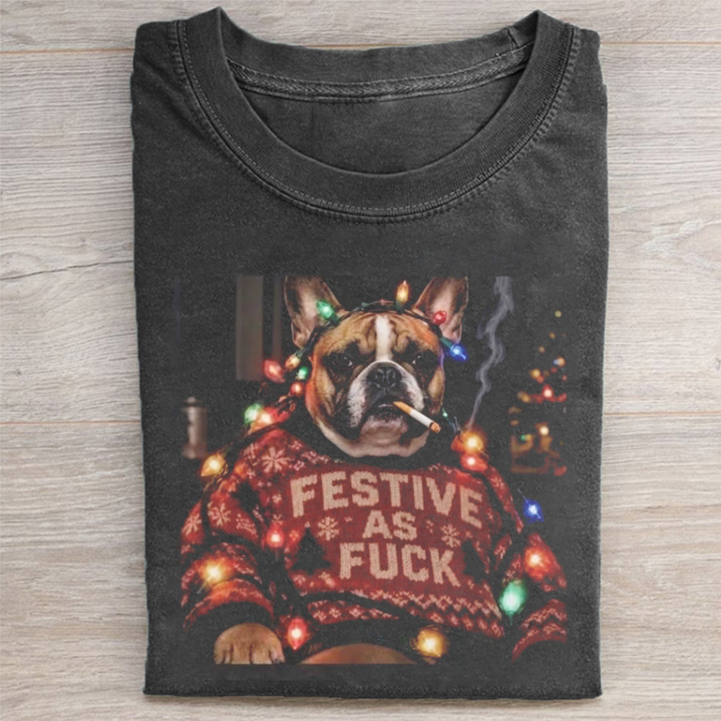 Funny Christmas French Bulldog T-shirt