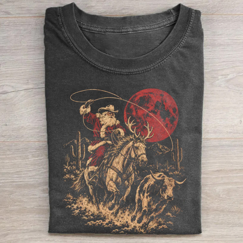 Funny Cowboy Santa Christmas T-shirt