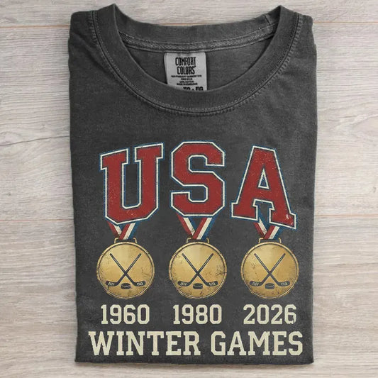 USA 1980 1960 2026 Gold Medals Winter Games T-shirt