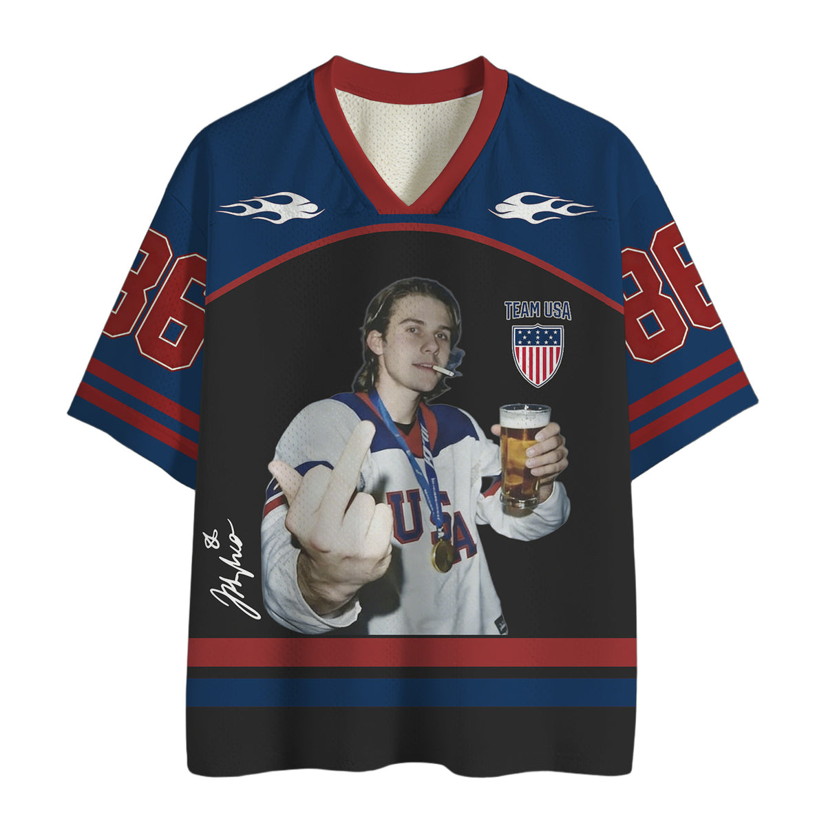 Jack Hughes Hockey Champion Vintage Mesh Jersey
